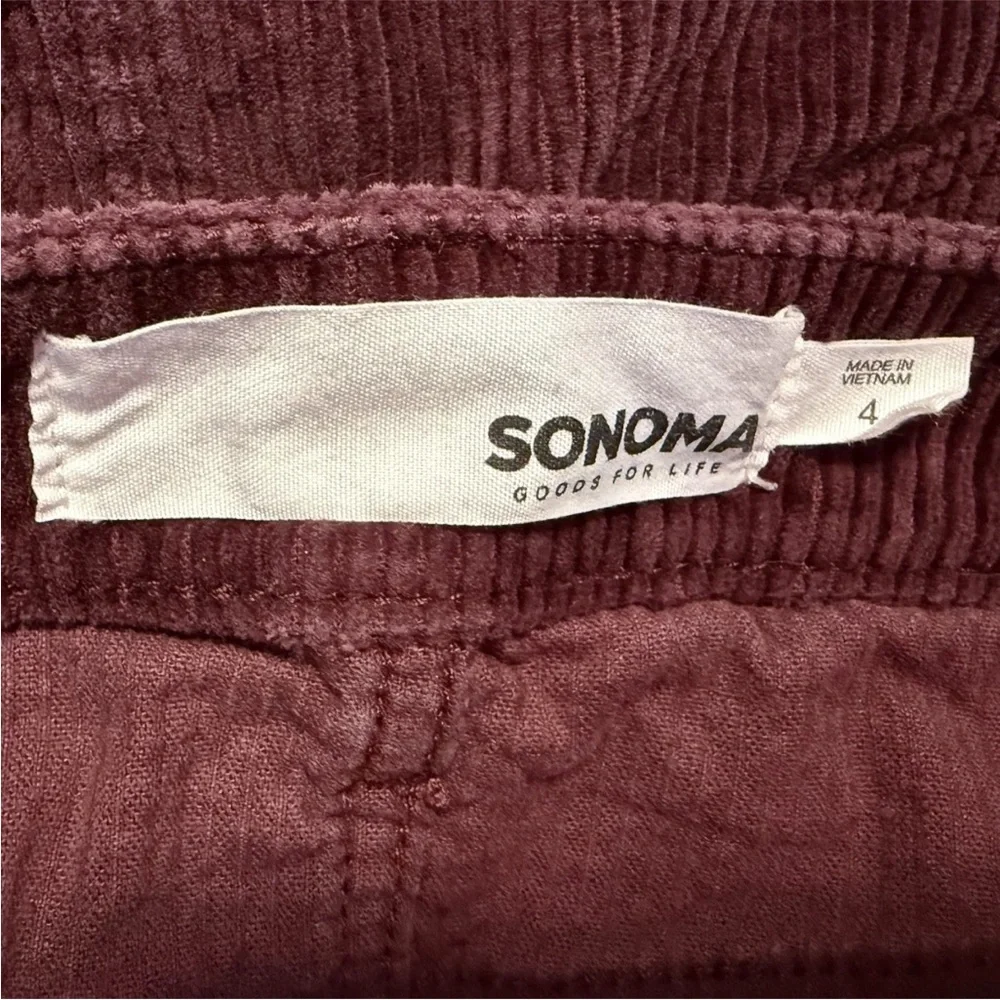 Sonoma Corduroy Skirt Size 4 Button Front Pockets Berry Red Cotton Spandex Blend